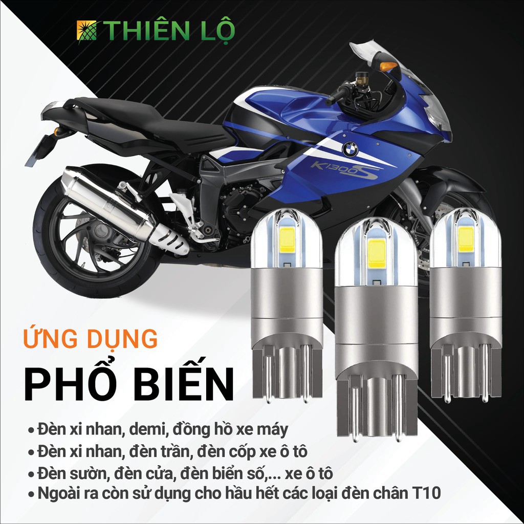 Bóng đèn led xi nhan demi T10 Chip 3030 2 SMD siêu sáng dành cho xe máy ô tô của Thiên Lộ