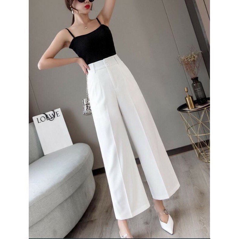 Quần Culottes Ống rộng cạp cao hai cúc | BigBuy360 - bigbuy360.vn