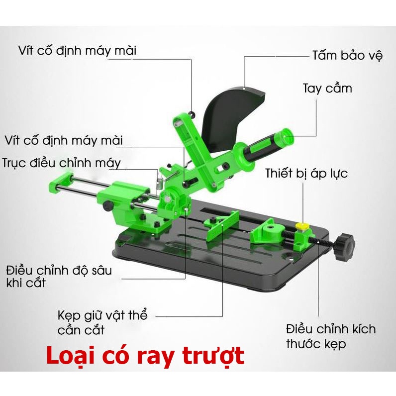 Khung gắn máy cắt máy mài cầm tay, bộ chuyển đổi chế thành máy cắt bàn có trượt