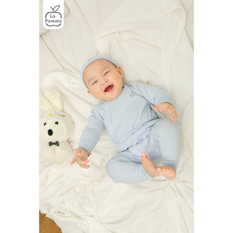 Set combo La Pomme Cotton cài chéo cài giữa body dài tay sơ sinh cao cấp mềm mịn cho bé trai bé gái SLS190 SLD191 JL050