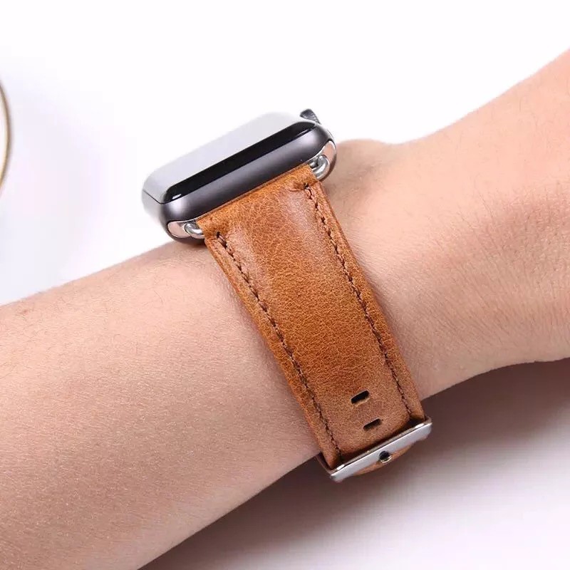 Dây đeo đồng hồ bằng da ngựa thay thế cao cấp thích hợp cho Apple Watch dòng 6/Se/5/4/3/2/1 Iwatch 38mm 42mm 40mm 44mm