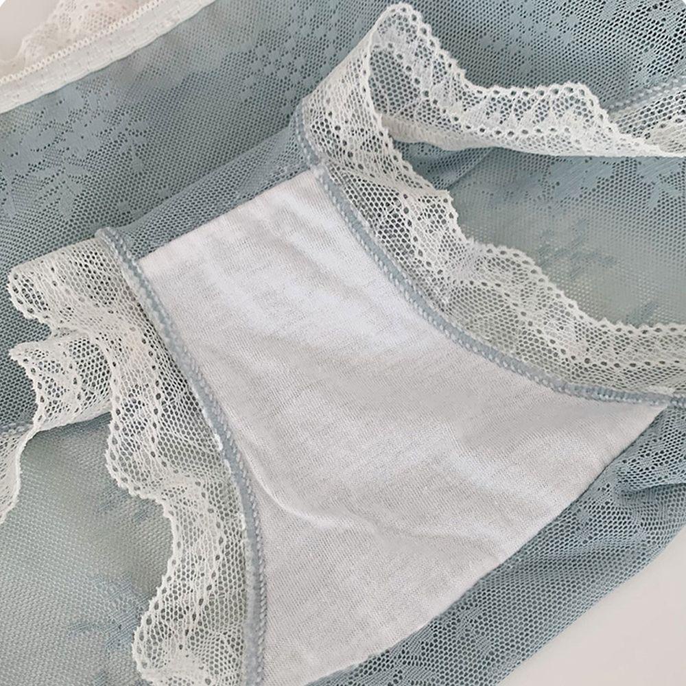 Mocho Quần Lót Cotton Đáy Giữa Eo Thắt Nơ Phối Ren Thoáng Khí Ngọt Ngào Cho Nữ