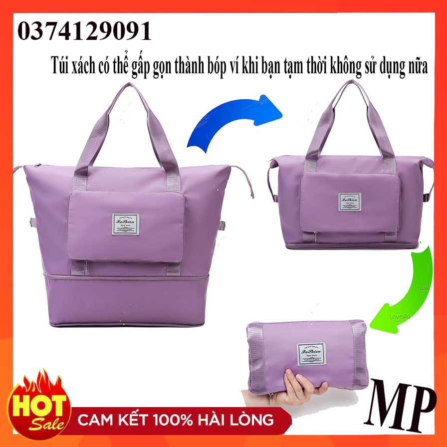 [Mâu siêu hot - Có thể mở rộng đáy] Túi xách du lịch thể thao nữ công suất lớn phong cách mới có thể gấp gọn thành bóp