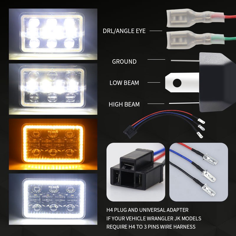 Đèn Led 4x6 Inch Drl Cho Xe Wrangler