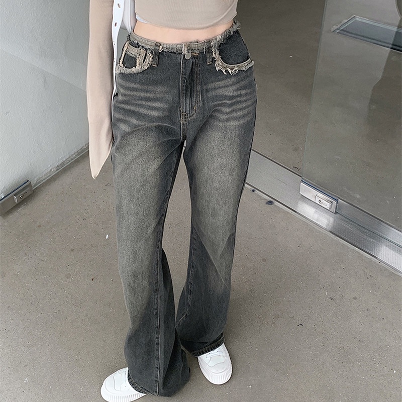 Quần Denim Ống Suông Thời Trang Mùa Thu Dành Cho Nữ