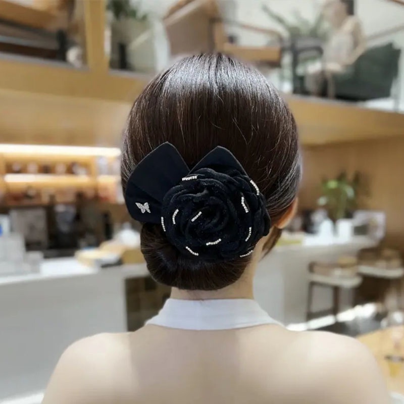 Băng Đô Cài Tóc Hình Hoa Trà Màu Trắng Đen Cho Nữ