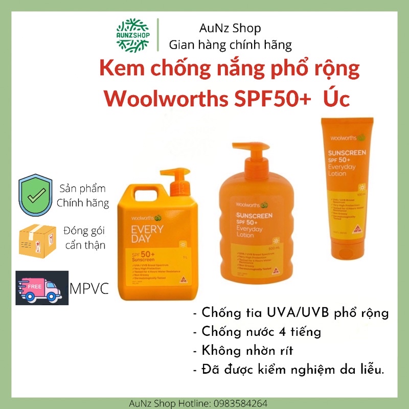 Kem chống nắng Woolworths Úc 50SPF++