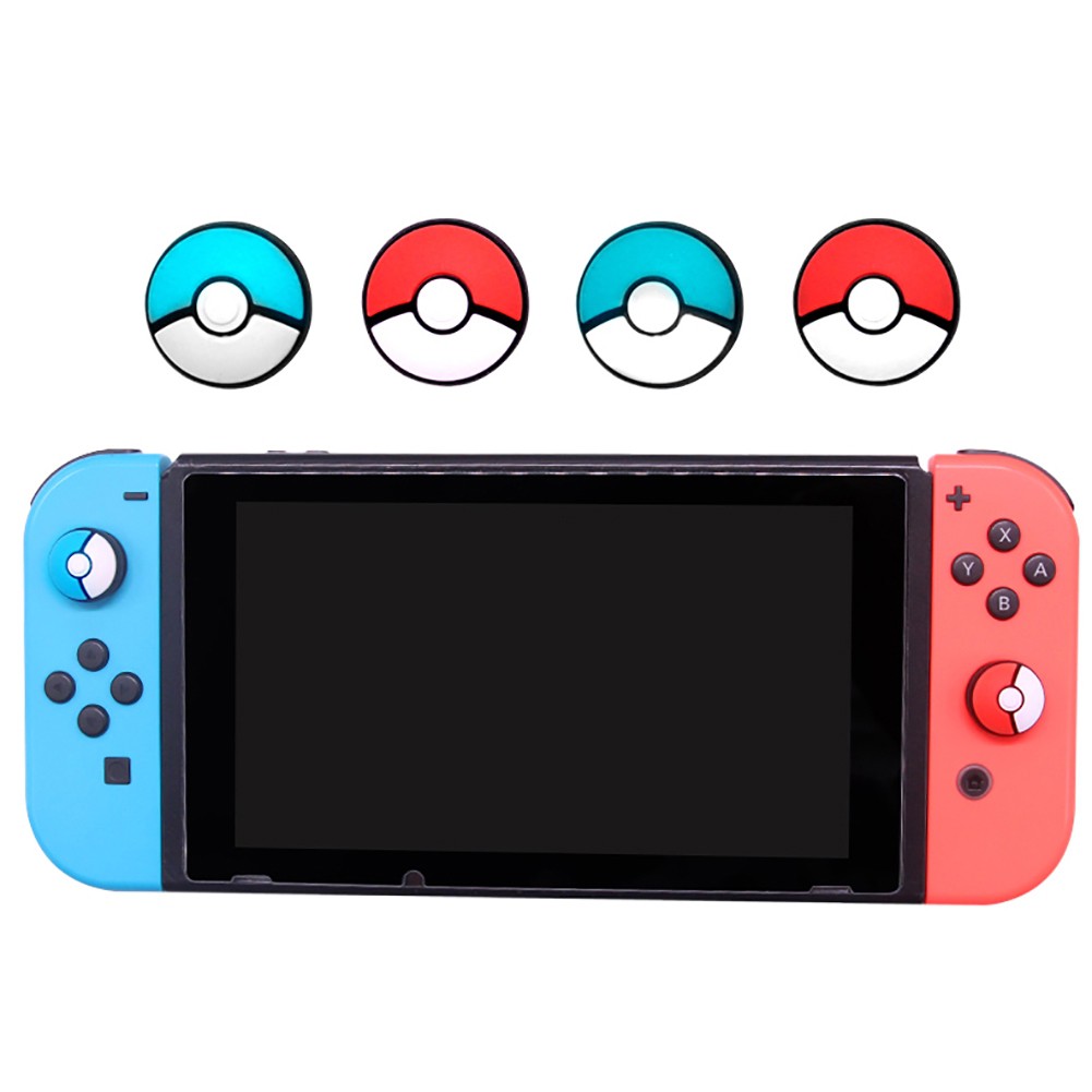 Bộ 2 đầu điều khiển bằng cao su chống trượt hình bóng Pokemon dành cho Nintendo Switch I20