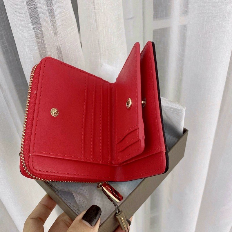 Ví mini ngắn da vân/ da rắn màu đen fullbox