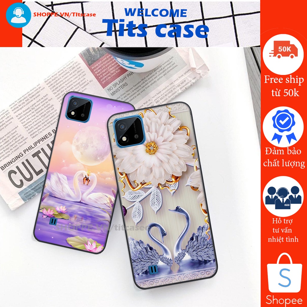 Ốp lưng Realme C11 2021 / C20 in hình thiên nga,hoa may mắn, đặc sắc ĐỘC - LẠ - BỀN