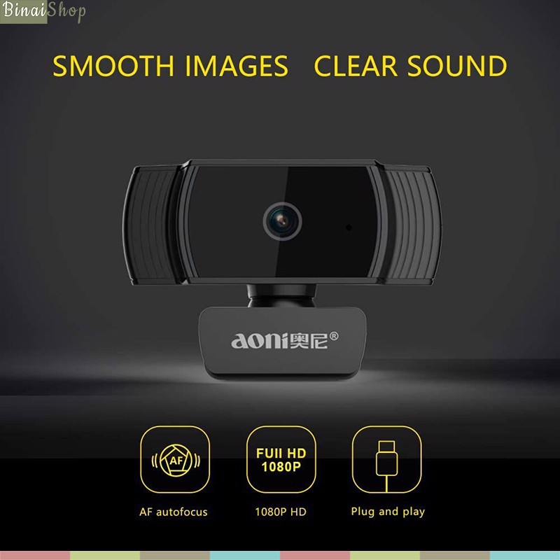 Aoni A20 - Webcam Họp Trực Tuyến Góc Rộng 80 Độ, Full HD1080 30fps, 2.0 Megapixel