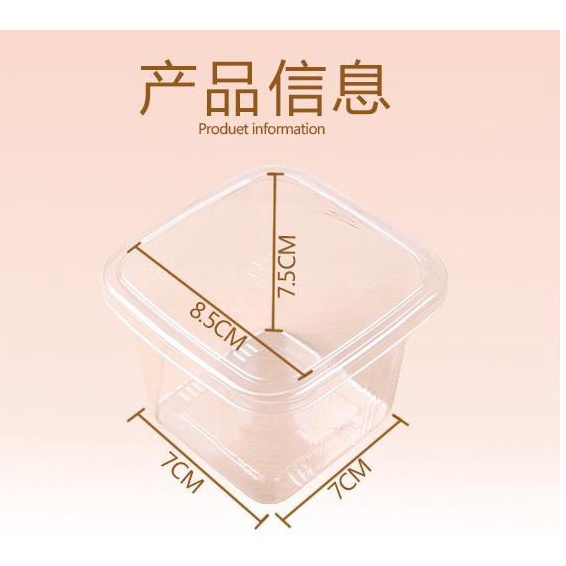 Lốc 100 Hộp Nhựa HT10-8 Vuông Đựng Bánh Lạnh, Bánh Mousse, Tiramisu HT10-8