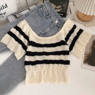 ÁO LEN KẺ NGANG CROPTOP