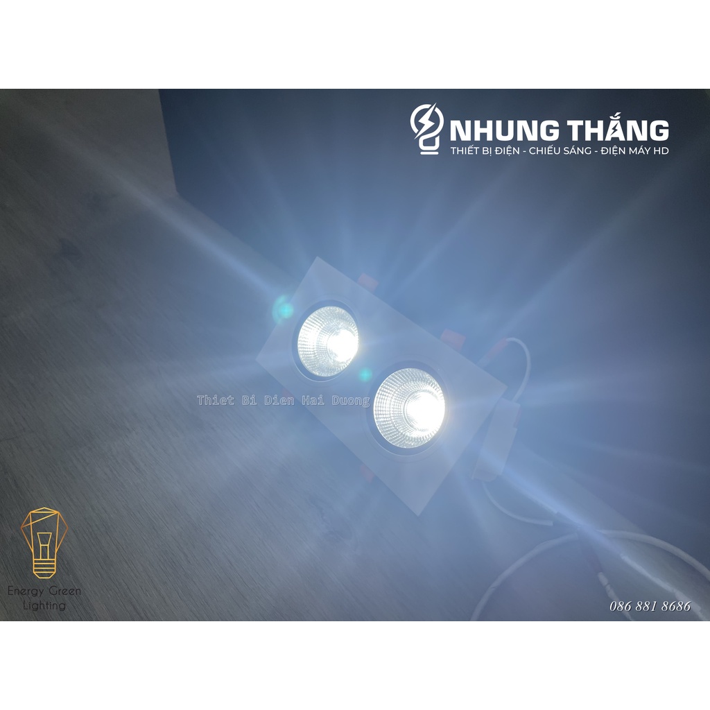 Đèn Âm Trần Đôi - Công Suất 7W x 2 - Khoét Lỗ 150 x 75mm - Tản Nhiệt Hiệu Quả - Bảo Hành 2 Năm