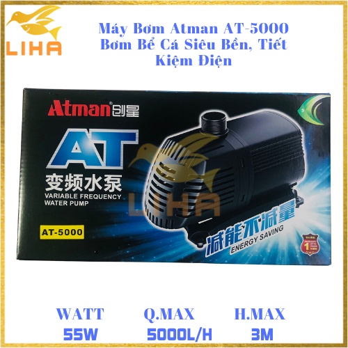 Máy Bơm Atman AT-5000 (55W-5000L/H-3M) - Nước Bể Cá Siêu Bền, Tiết Kiệm Điện