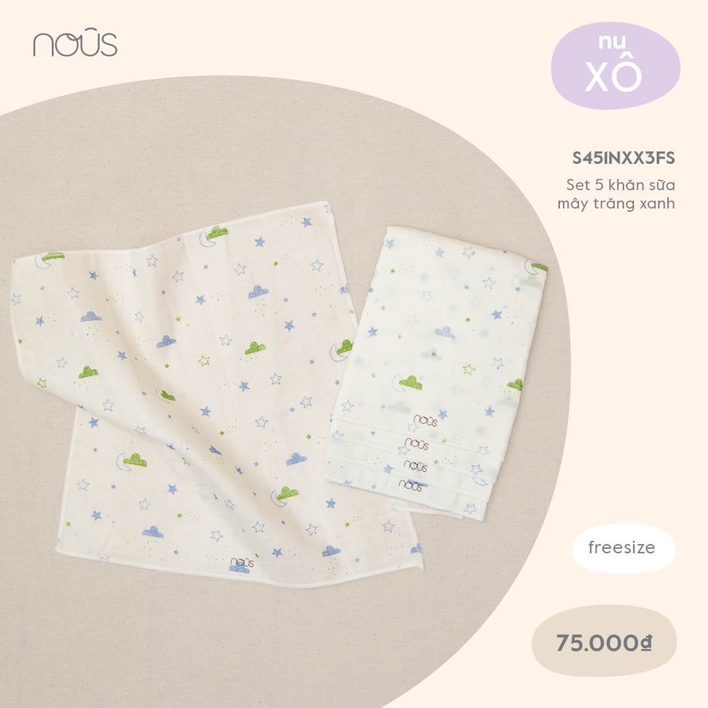 Set khăn xô Nous 5 cái hoạ tiết dễ thương cho bé