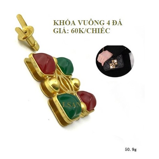 Khóa Vuông 4 Đá - Khóa Túi Xách - Phụ kiện túi xách