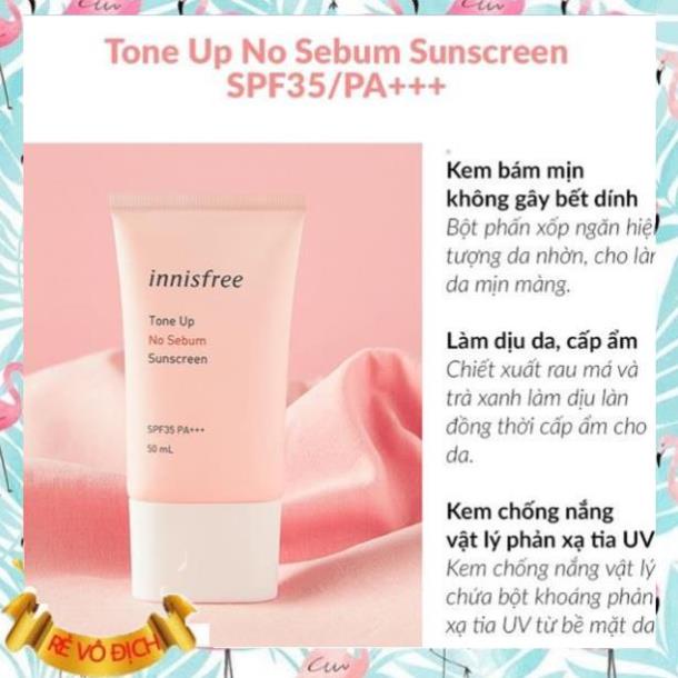 🌸 Kem chống nắng innisfree nâng tone trắng da kiềm dầu 50ml