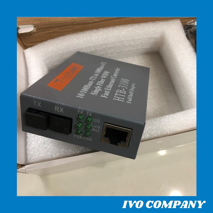 Thiết Bị Chuyển Đổi Quang Điện 1 Sợi Media Converter 1FO 1Q 1LAN 100Mbps Netlink HTB-3100AB