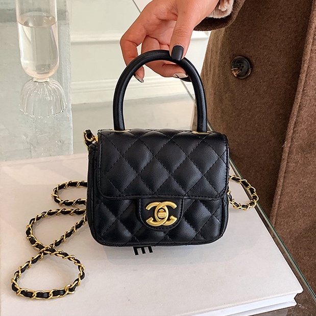 Túi xách nữ thời trang mini Quảng Châu Chânel quai xách đeo chéo dây xích phối da Bag Ami