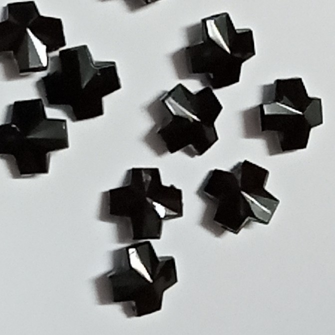 2-10 mặt charm Thánh Giá nhựa, thanh giá pha lê dùng xỏ vòng tay , vòng mân côi 14x14mm