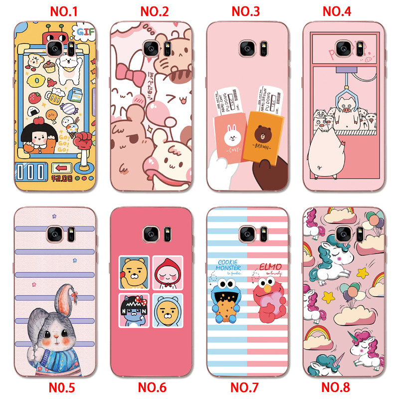 Samsung Galaxy S8 Plus / Note 4 5 3 2 N7100 N9000 INS Cute Cartoon unicorn Soft Silicone TPU Phone Casing Lovely Strawberry Rabbit Graffiti Case Back Cover Couple