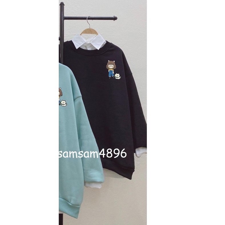 Áo hoodie nam nữ Cô chủ và cún con Teenxx3,Áo sweater nỉ from rộng Unisex chất dày dặn | BigBuy360 - bigbuy360.vn