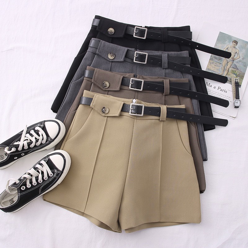 Quần đùi short nữ có đai 5 màu chất liệu vải tuyết mưa bigsize 40 - 75kg ( S14)