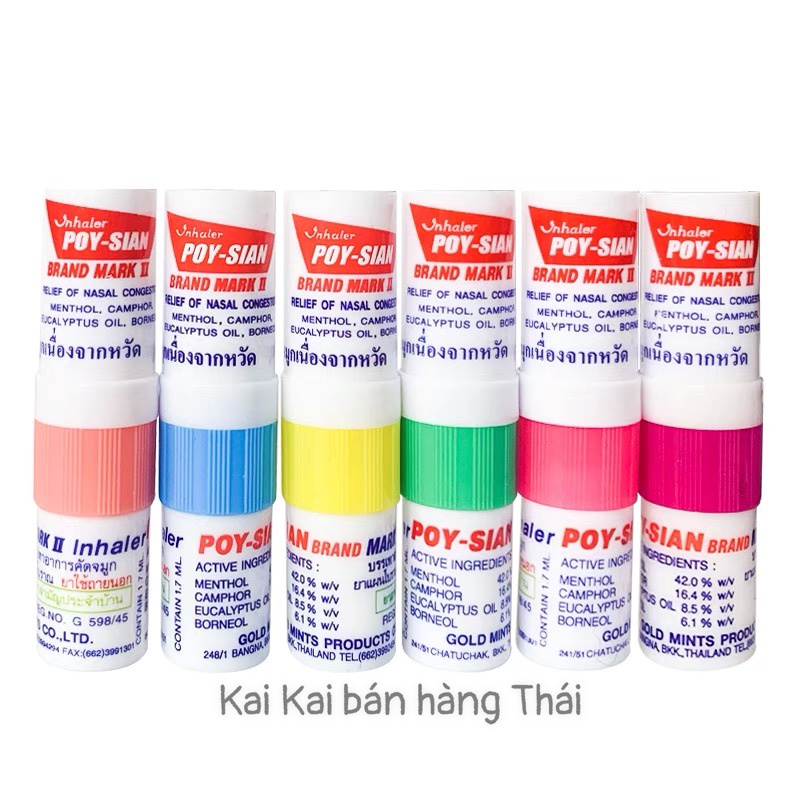 Ống Hít Thông Mũi POY-SIAN Bạc Hà Thảo Dược, Yadom Lisa Cực Thơm Dễ Chịu Thái Lan Chính Hãng