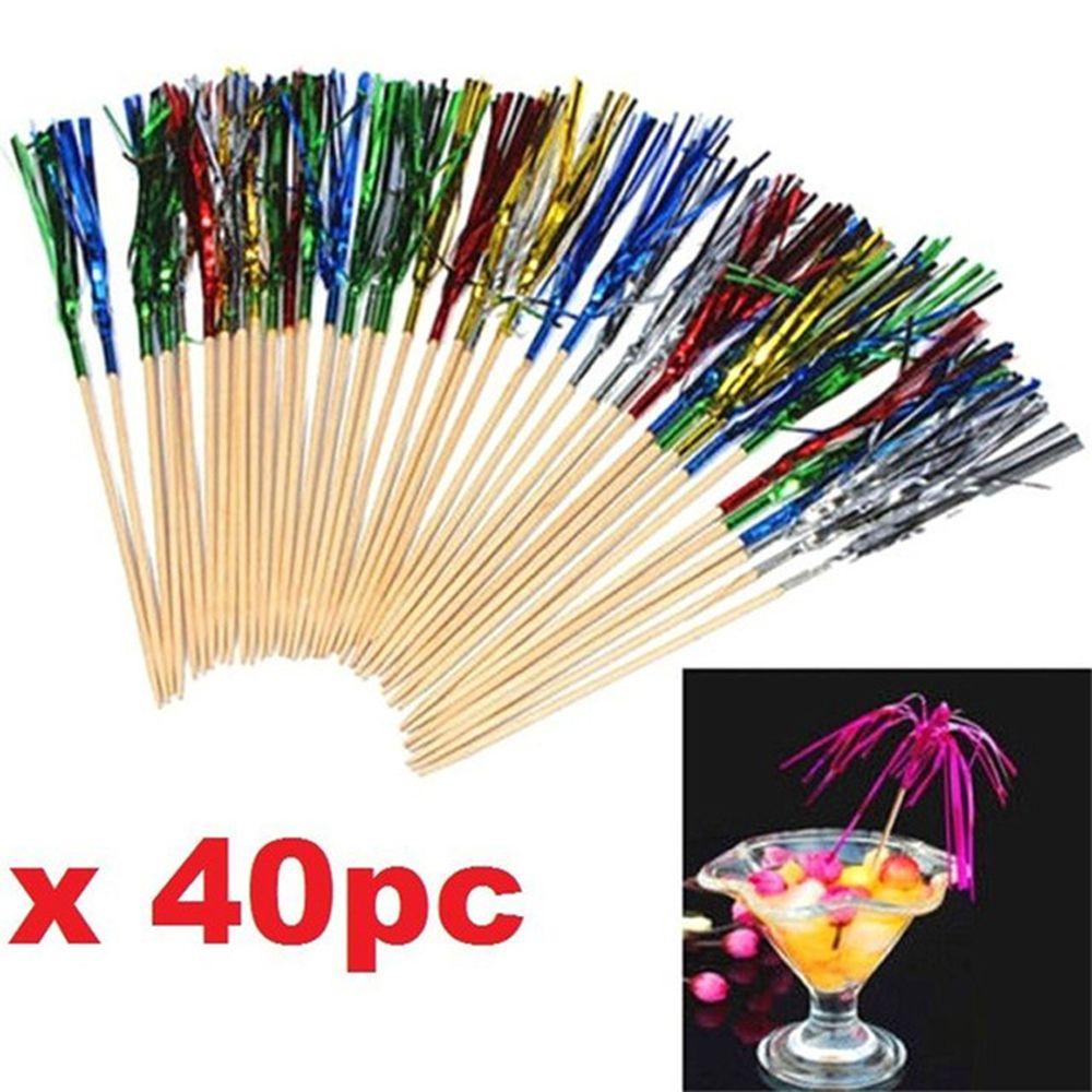LANFY Bộ 40 Que Cắm Trang Trí Đồ Uống Hình Trái Cây Lấp Lánh Thời Trang