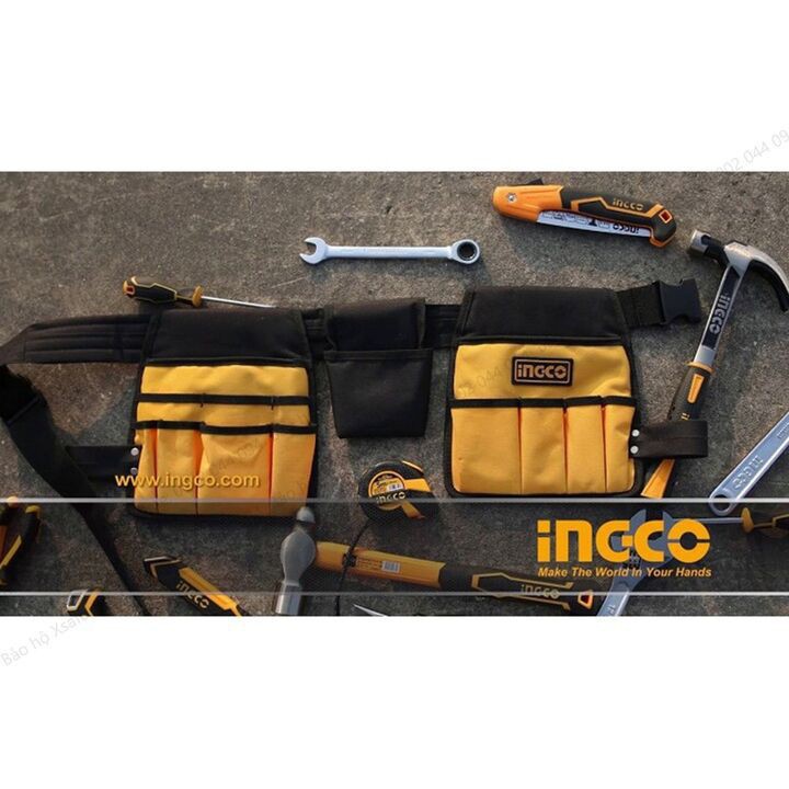 Túi dụng cụ đeo hông Ingco HTBP02031 túi đựng đồ nghề đa năng đeo lưng cơ khí, điện lạnh, công trình, vải polyester