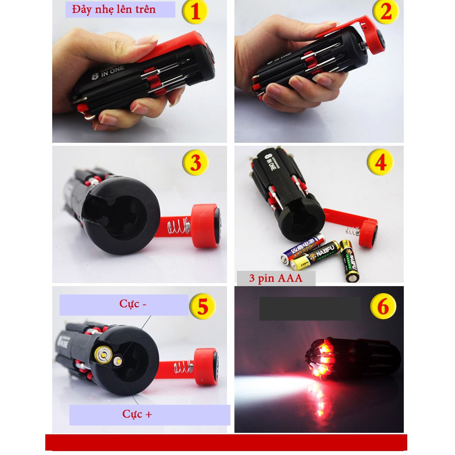 Bộ tua vít vặn ốc vít đa năng 8 in 1 có đèn led tiện dụng ✴️FREESHIP✴️ chất lượng tốt giá rẻ .