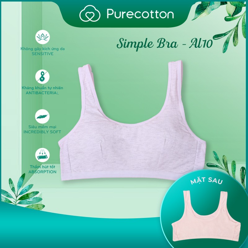 Áo lá học sinh Purecotton cho bé gái mới lớn chất liệu cotton cao cấp kiểu dáng chui đầu không đệm PC002