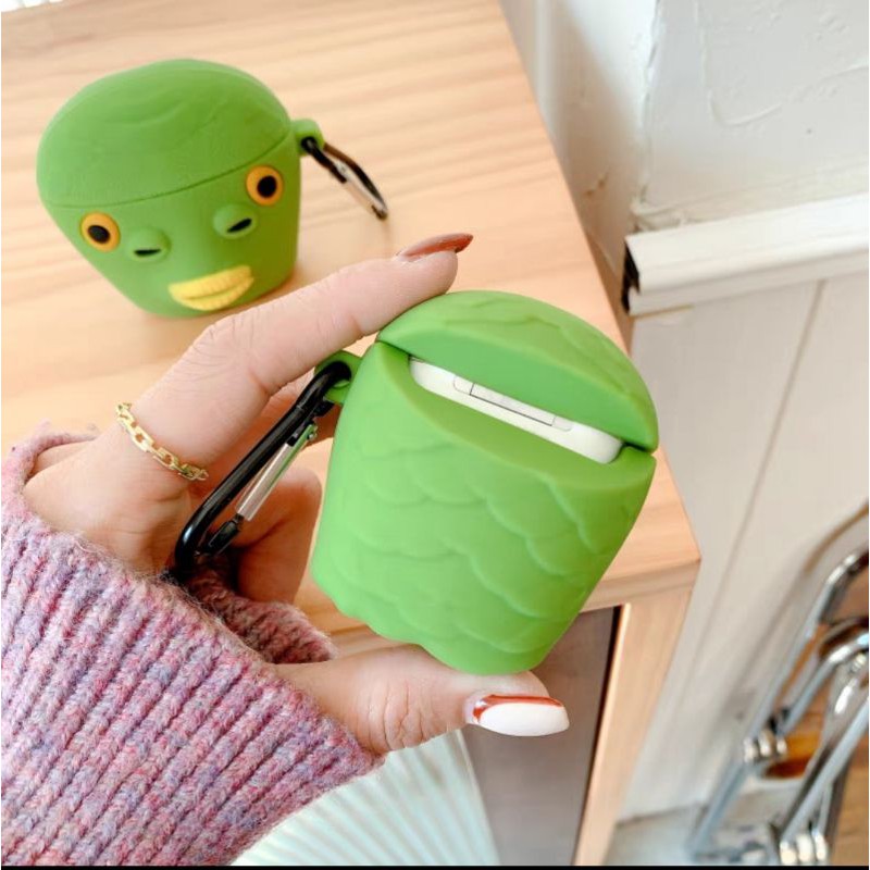 Funny Green Fish Airpods Case - Ốp Airpods Đầu cá xanh vui nhộn