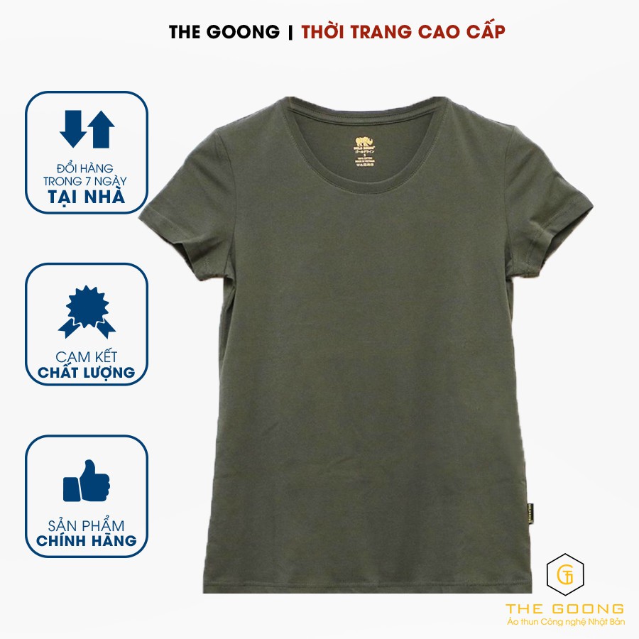 Áo Phông Trơn Nữ TheGoong Cổ Tròn, Áo Thun Nữ Basic Cotton Cao Cáp Hàng Hiệu Thoáng Mát Kháng Khuẩn Tay Ngắn Thông Xanh