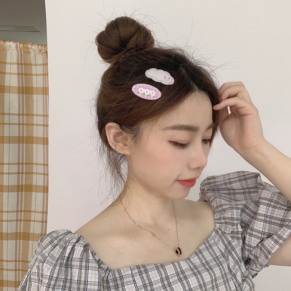 Bộ Kẹp Tóc Bằng Acrylic Hình Thỏ / Hoa / Đám Mây Kiểu Hàn Quốc Ngọt Ngào Cho Bé Gái