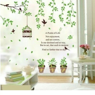 Decal dán tường lá xanh