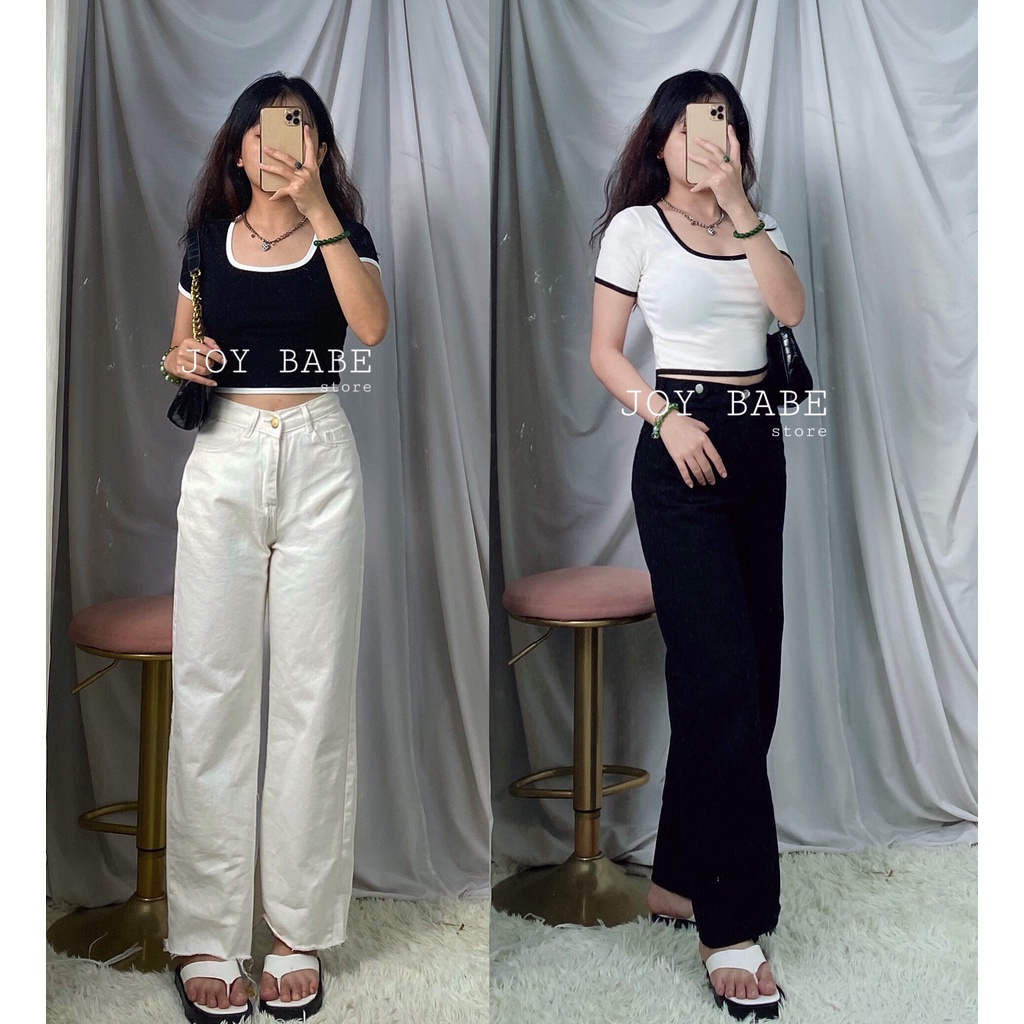 Áo croptop xịn cổ vuông viền chữ U Basic 🔲 sớ thun cao cấp Forever 21 🔳 co giãn 4 chiều cực tốt, ôm body sexy CRON 6 -4C