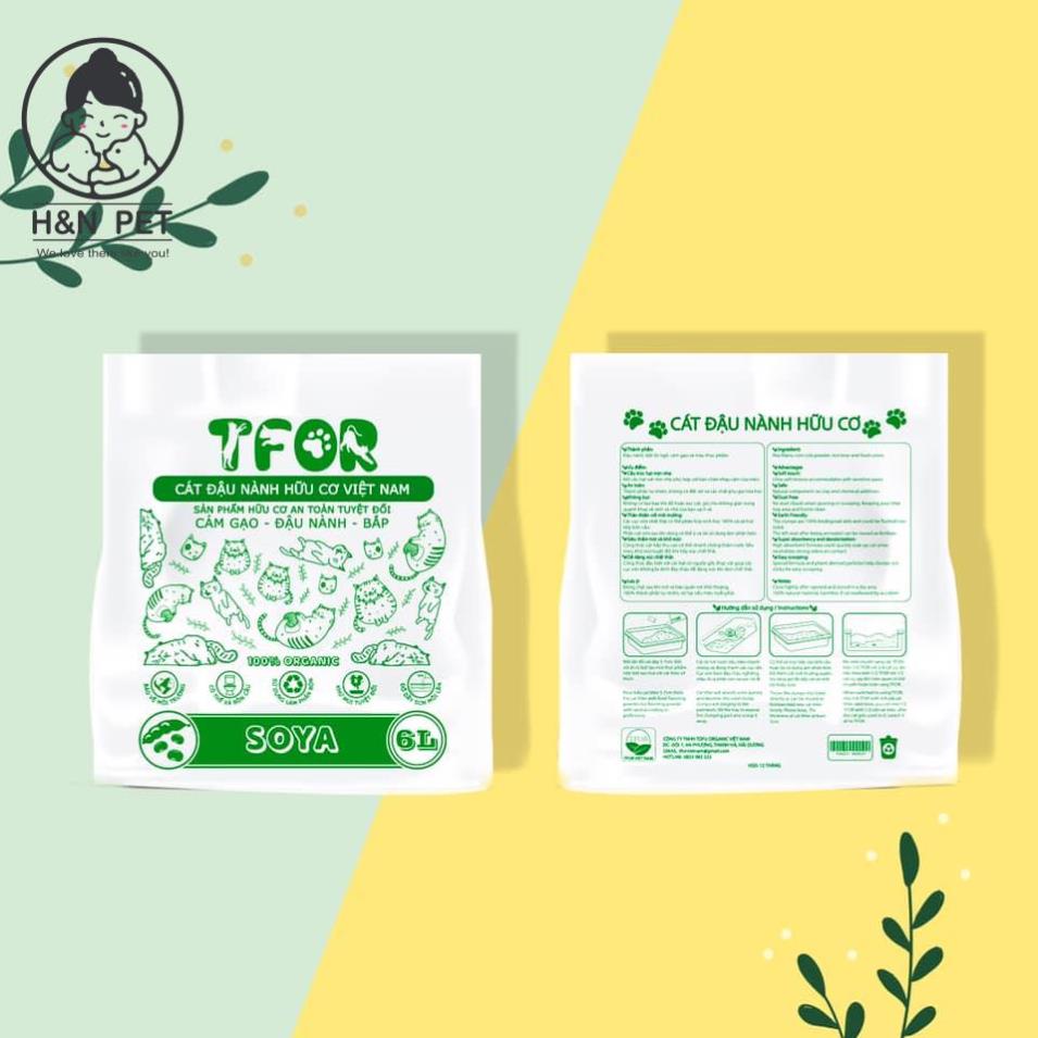 Cát Đậu Nành Hữu Cơ TFOR (6L) Vệ Sinh Cho Mèo - Cát Đậu Phụ Tofu/ Cát Mèo Khử Mùi, Ít Bụi