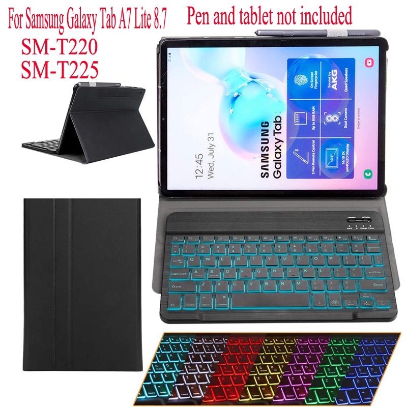 Bao Da Máy Tính Bảng Có Bàn Phím Bluetooth Từ Tính Không Dây Cho Samsung Galaxy Tab A7 Lite 8.7 SM-T220 SM-T225 7 Ốp