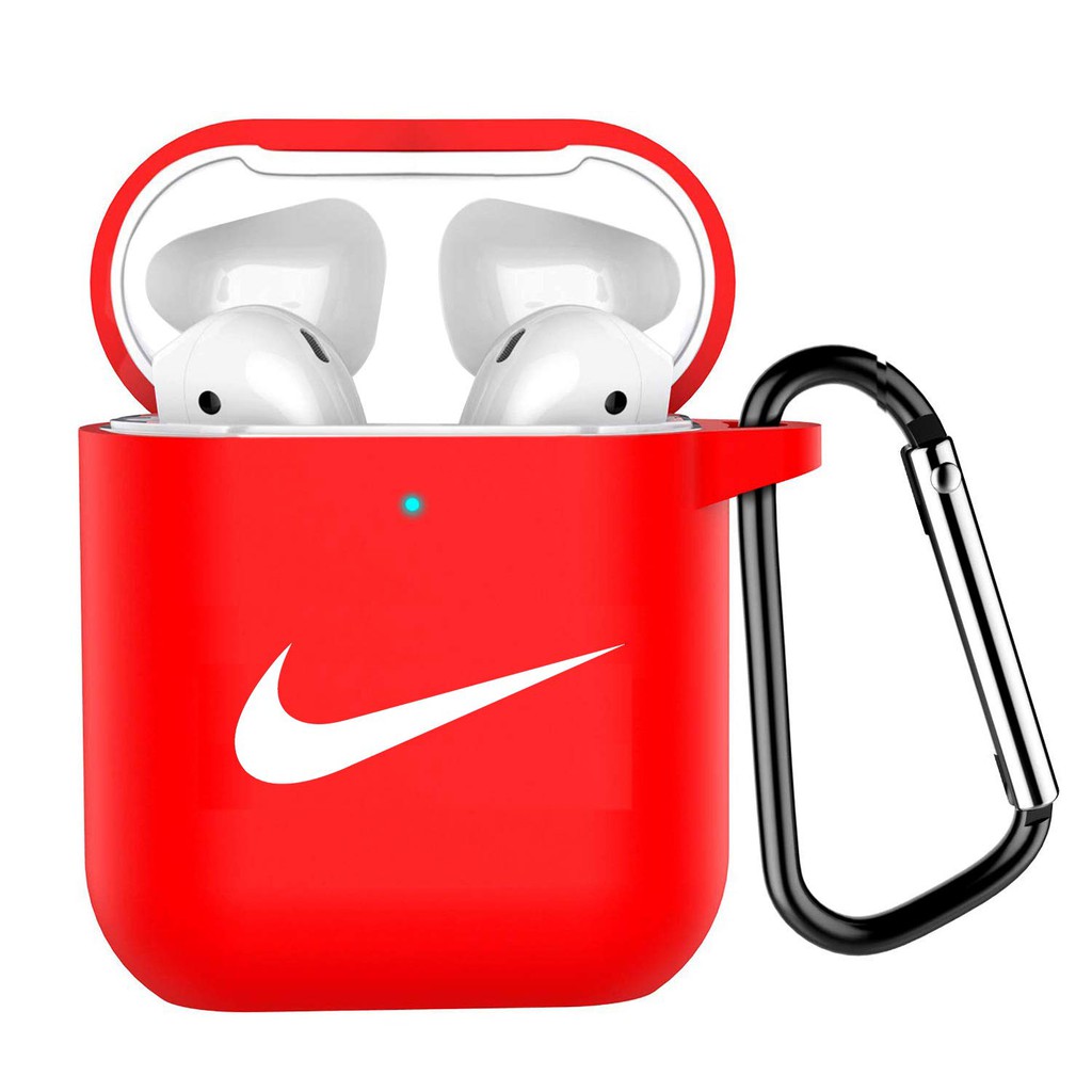 Vỏ Bảo Vệ Hộp Sạc Tai Nghe Airpods 1 / 2 Apple Bằng Silicon Mềm Hình Logo Nike Air Jordan Kèm Móc