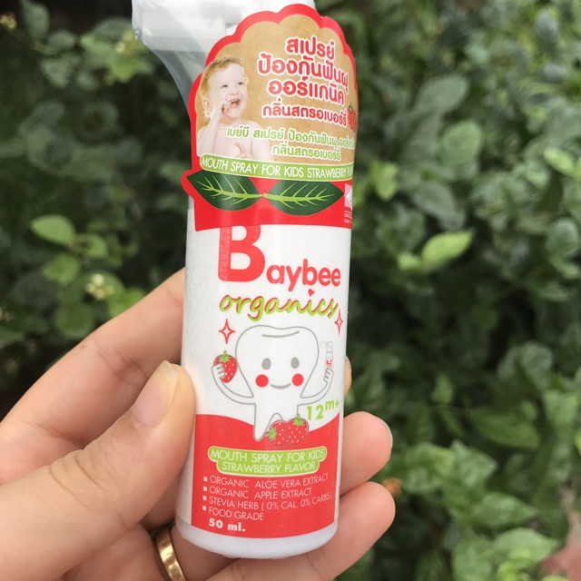 Xịt chống sâu răng HỮU CƠ BayBee Organics DATE 2024 Thái Lan bảo vệ men răng và miệng bé khỏi vi khuẩn gây bệnh