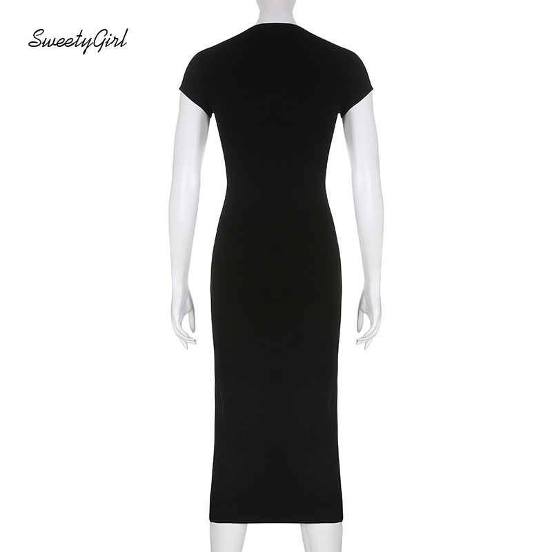 Đầm Maxi Tay Ngắn Cổ Tròn Màu Trơn Thời Trang 2022 Quyến Rũ Cho Nữ