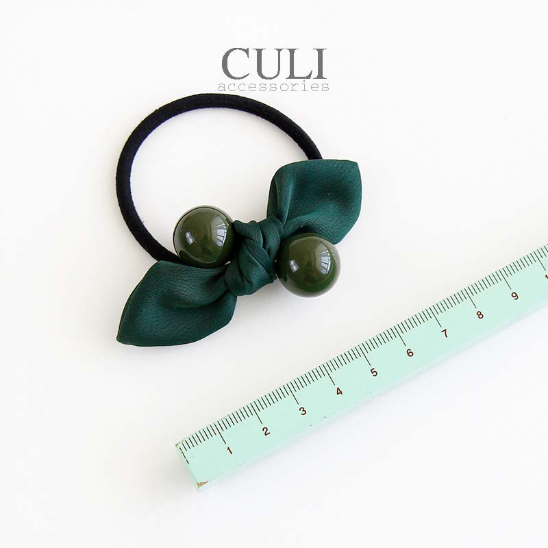 Dây cột tóc nơ phối châu nhiều màu xinh xắn cho nữ, style Hàn Quốc