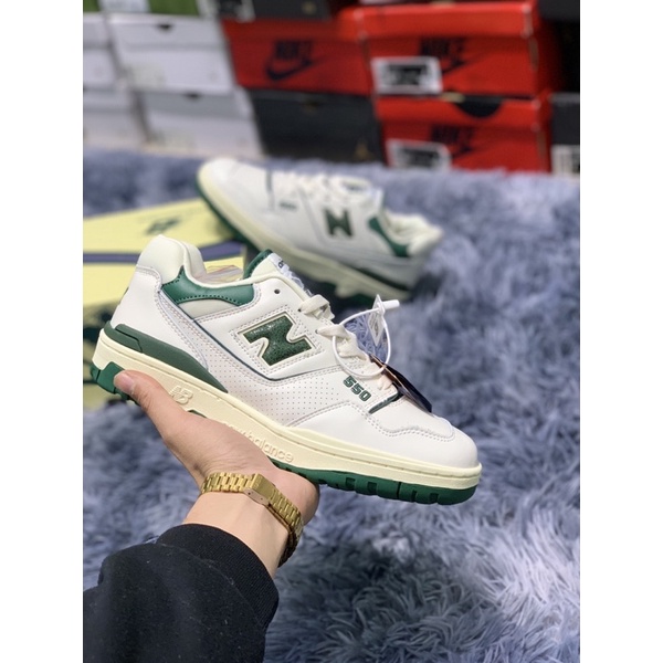 [ẢNH THẬT] Giày sneaker NB 550 trắng xanh lá mẫu mới cực hot dành cho nam và nữ