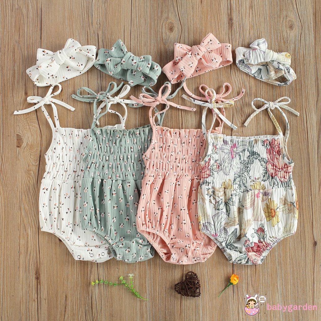 Áo Liền Quần Hở Vai Và Băng Đô Nơ Cho Bé Gái