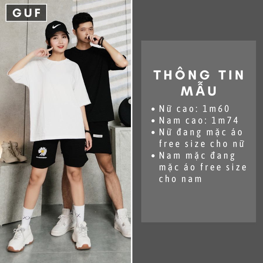 Áo Thun Trơn Nam Nữ Form Rộng Màu Đen Trắng Unisex Chất Mát Cao Cấp Không Xù Nhão GUF | BigBuy360 - bigbuy360.vn