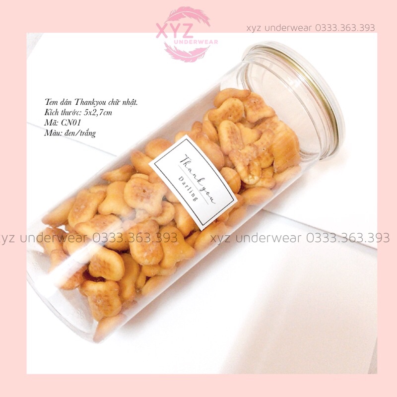 100 Tem dán Thank you hình chữ nhật  màu đen/trắng đẹp sang trọng để bán hộp bánh, hộp quà,niêm phong giấy gói quần áo | BigBuy360 - bigbuy360.vn