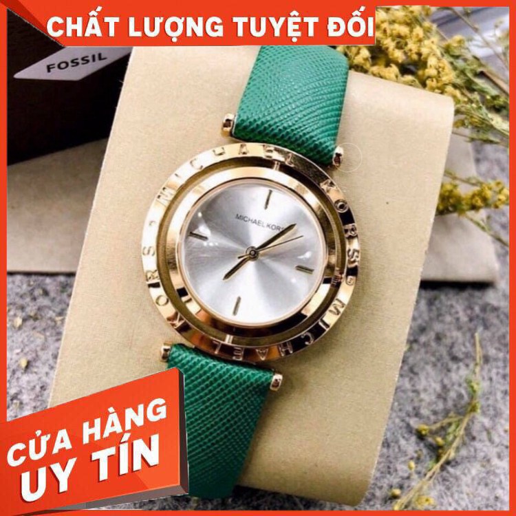 HÀNG CAO CẤP -  (Thẻ bảo hành 12 tháng) Đồng hồ nữ Michael kors MK46 dây da cao cấp, mặt xoay -Đồng hồ MK  - Hàng Cao Cấ