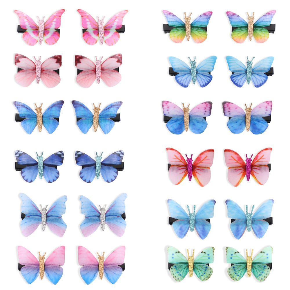 PINEVN Set 2 Kẹp Tóc Vải Tuyn Hai Lớp Hình Bướm Thanh Lịch